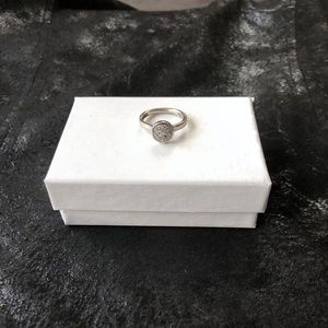 Genuine elegant diamond ring with sterling silver